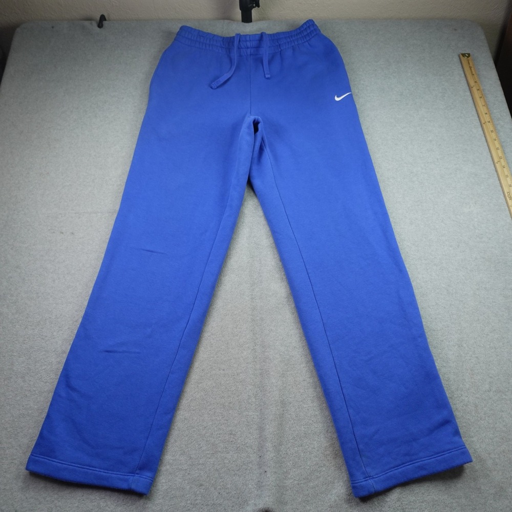 Nike Sweatpants Mens Medium Blue Athletic Pants Fleece Straight Leg